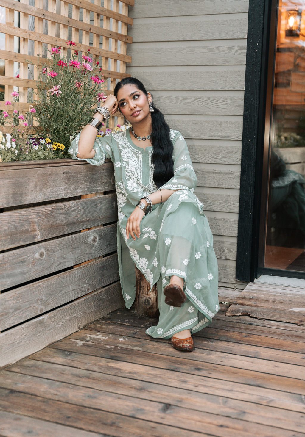 Georgette Sea Green Garaara Outfit