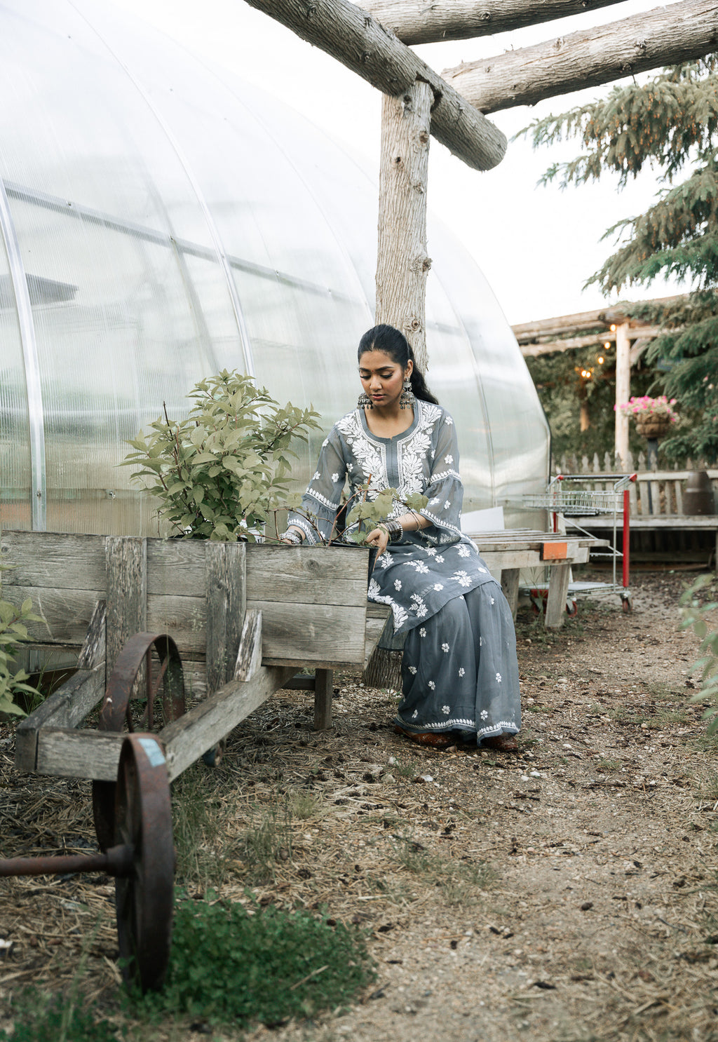 Georgette Grey Garaara Outfit