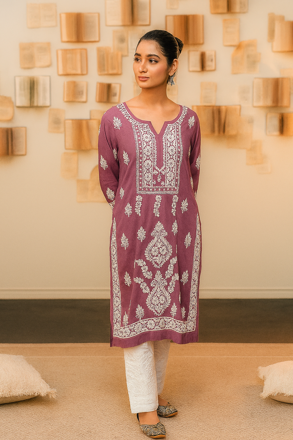 Chikankari Charm Kurti Purple
