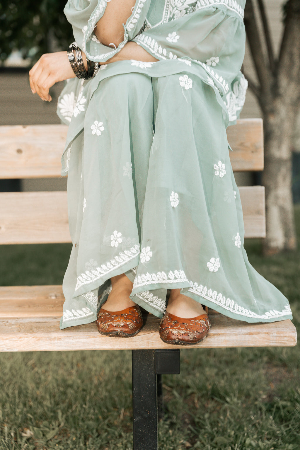 Georgette Sea Green Garaara Outfit