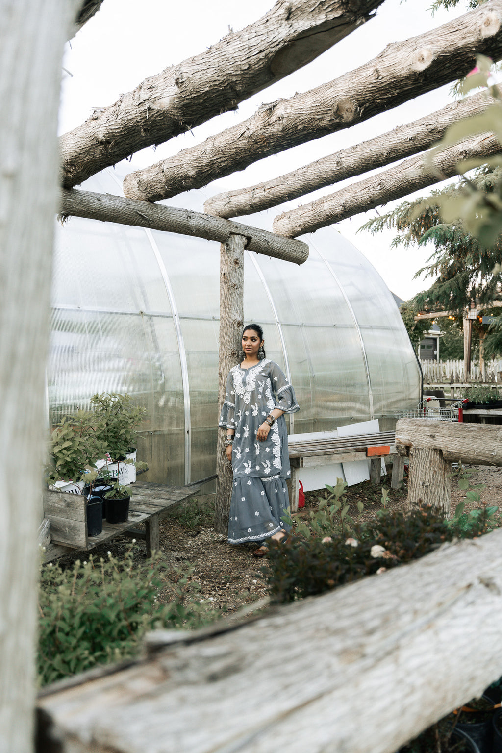 Georgette Grey Garaara Outfit