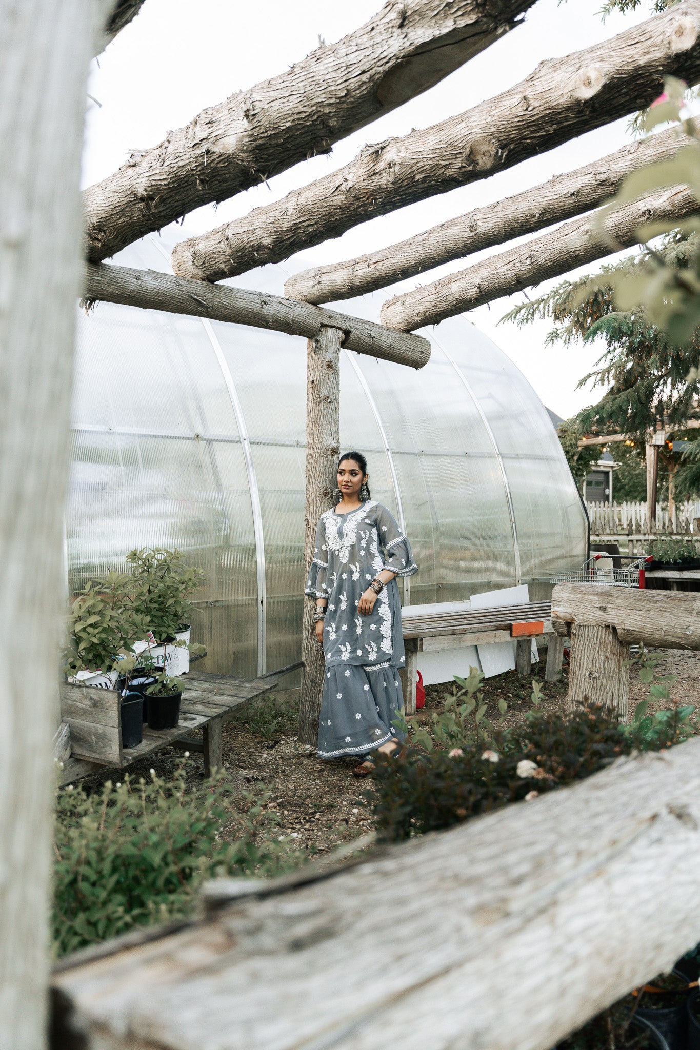 Georgette Grey Garaara Outfit