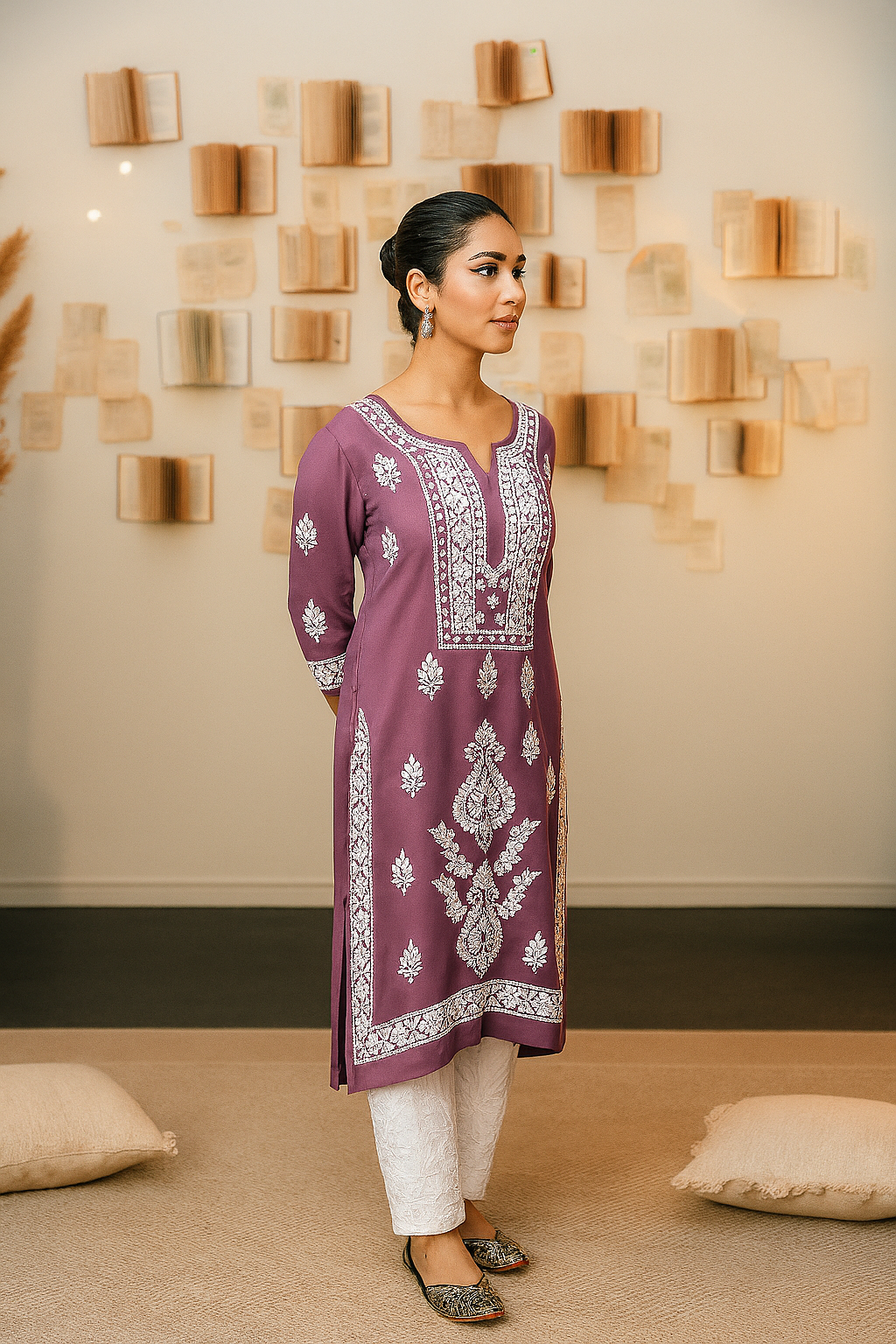 Chikankari Charm Kurti Purple