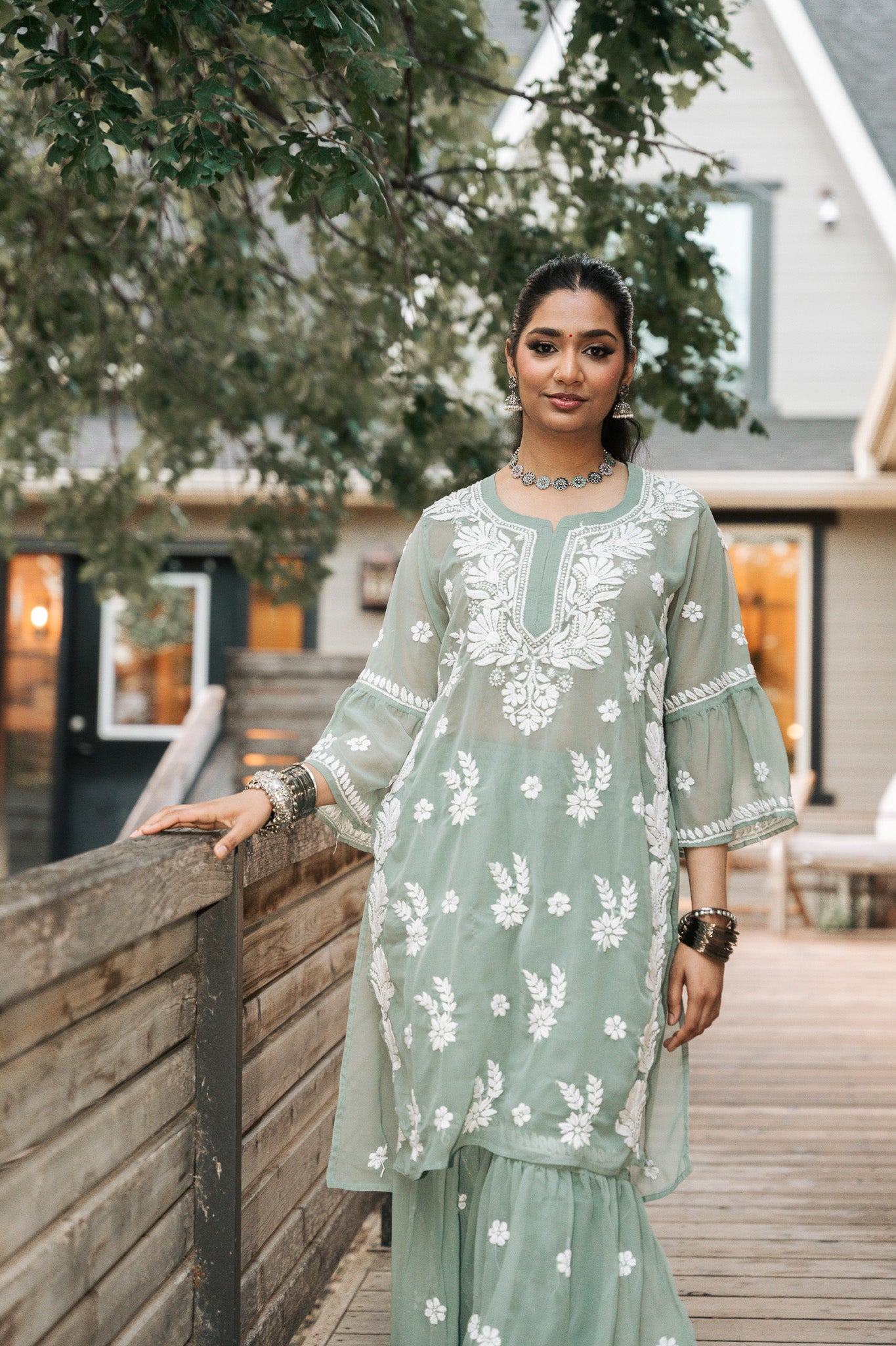 Georgette Sea Green Garaara Outfit