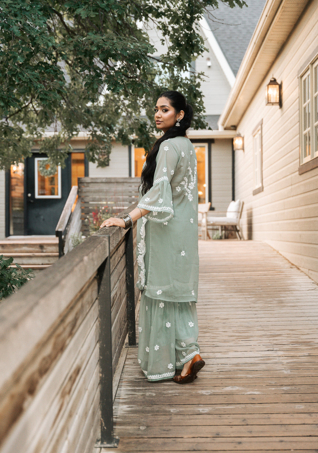 Georgette Sea Green Garaara Outfit