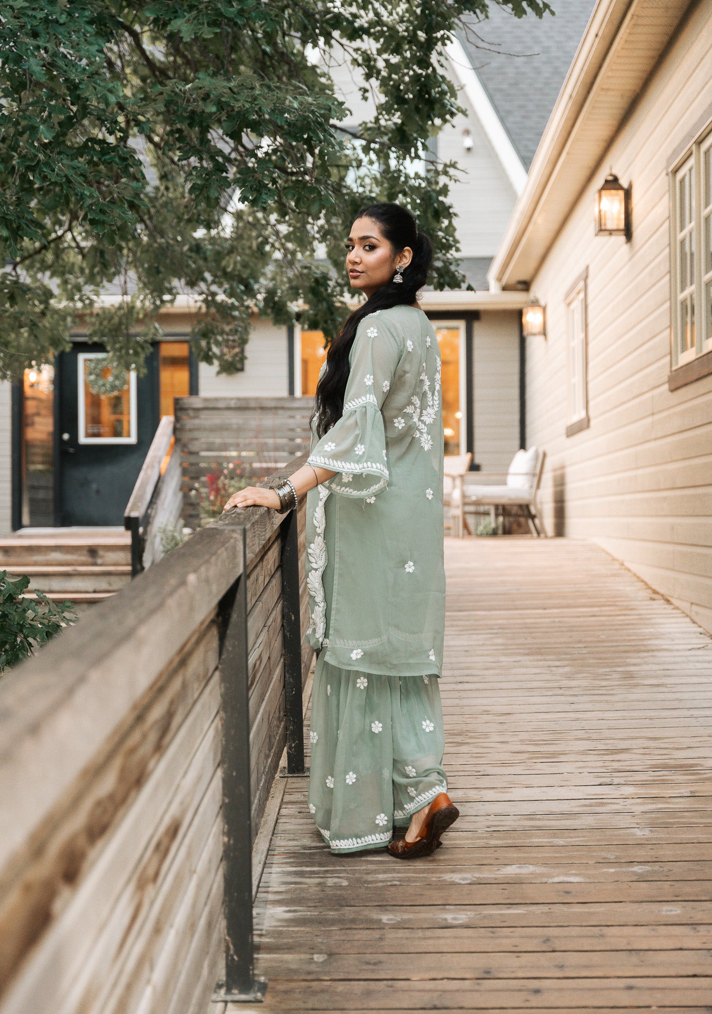 Georgette Sea Green Garaara Outfit