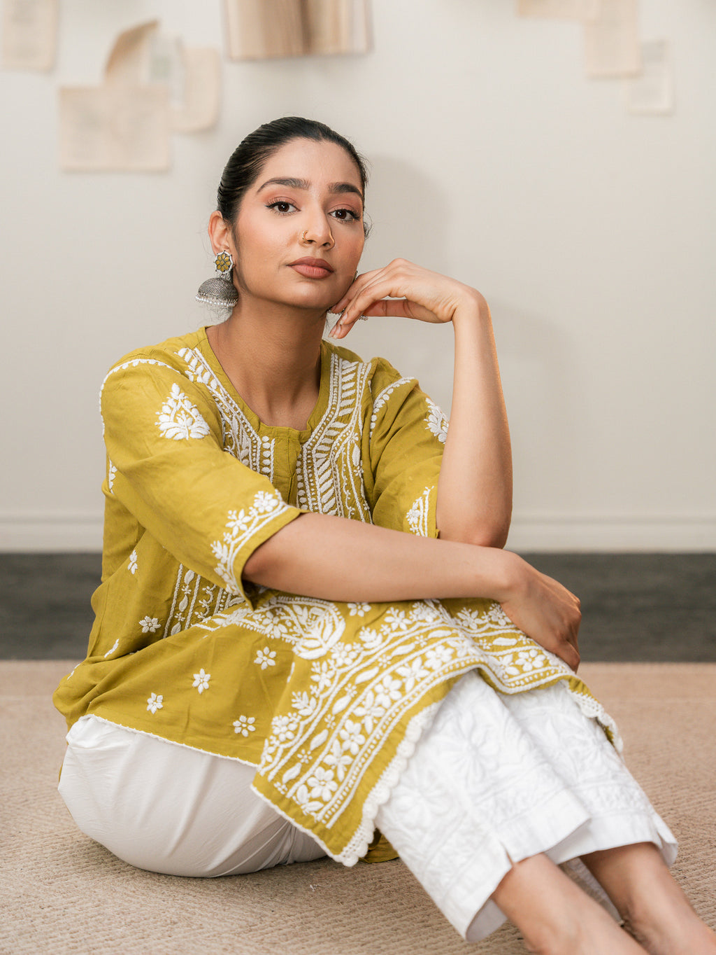 Desi Verde - Dobby Self Kurti