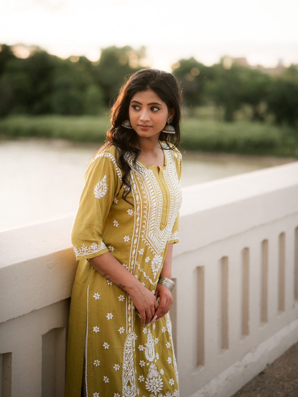 Desi Verde - Dobby Self Kurti