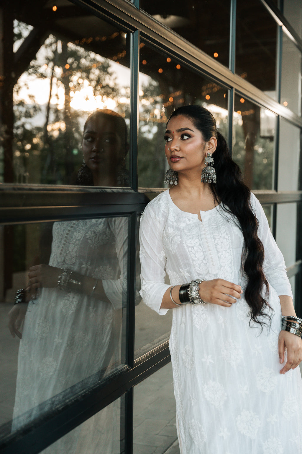 Malmal Kurta with Silver lining