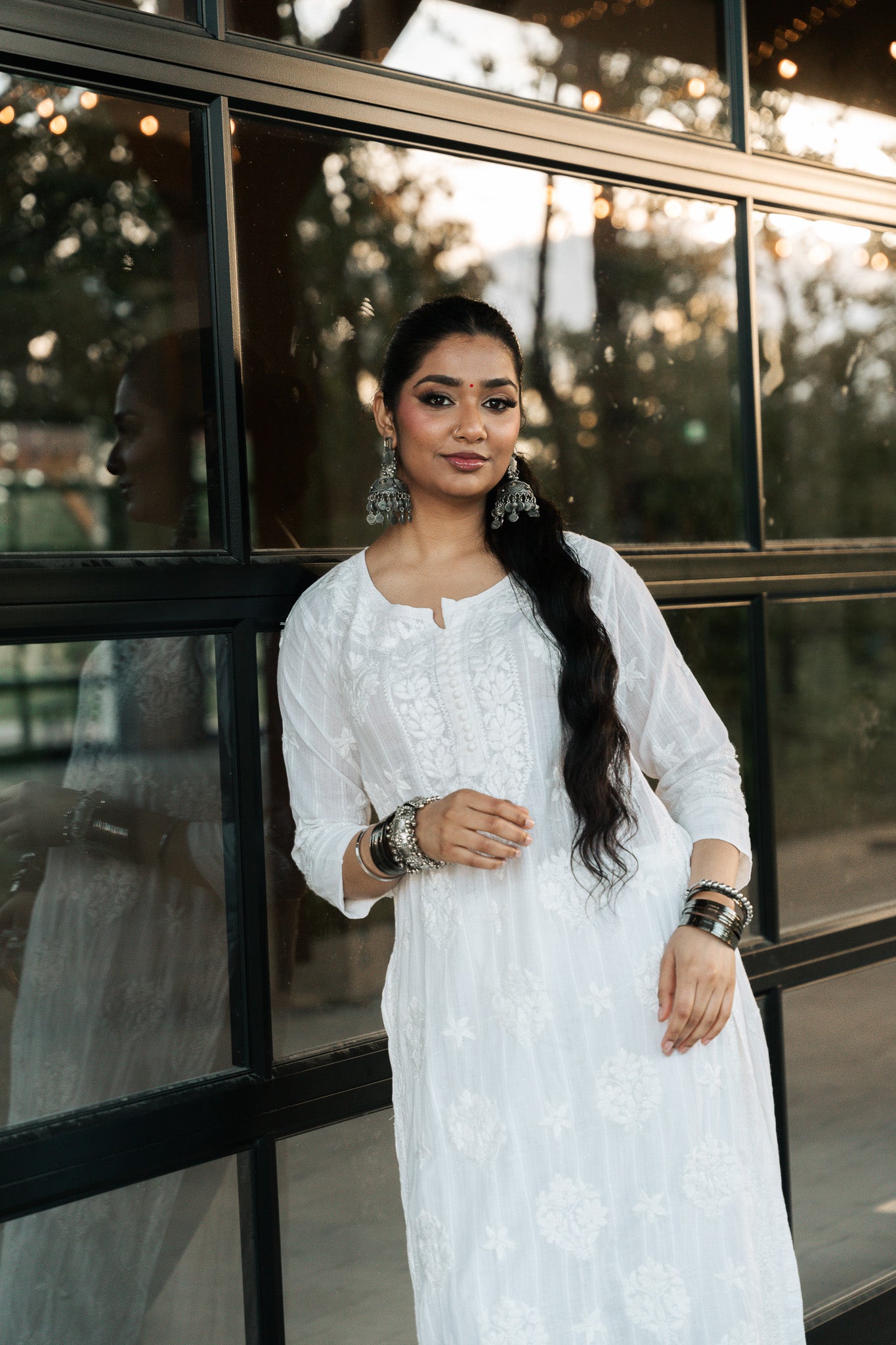 Malmal Kurta with Silver lining