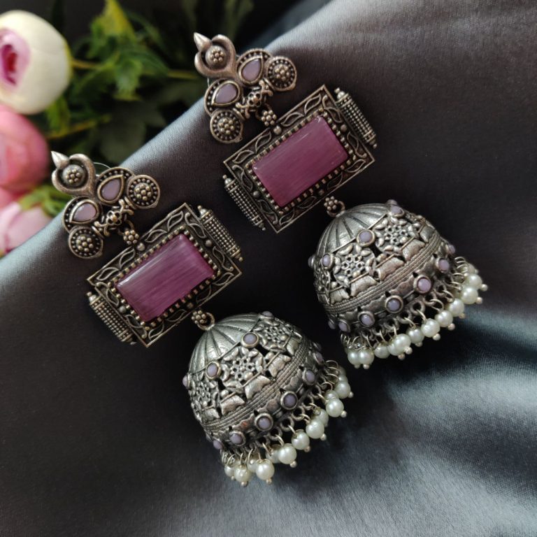 Unique Silver Replica Oxidised Jambo Jhumka