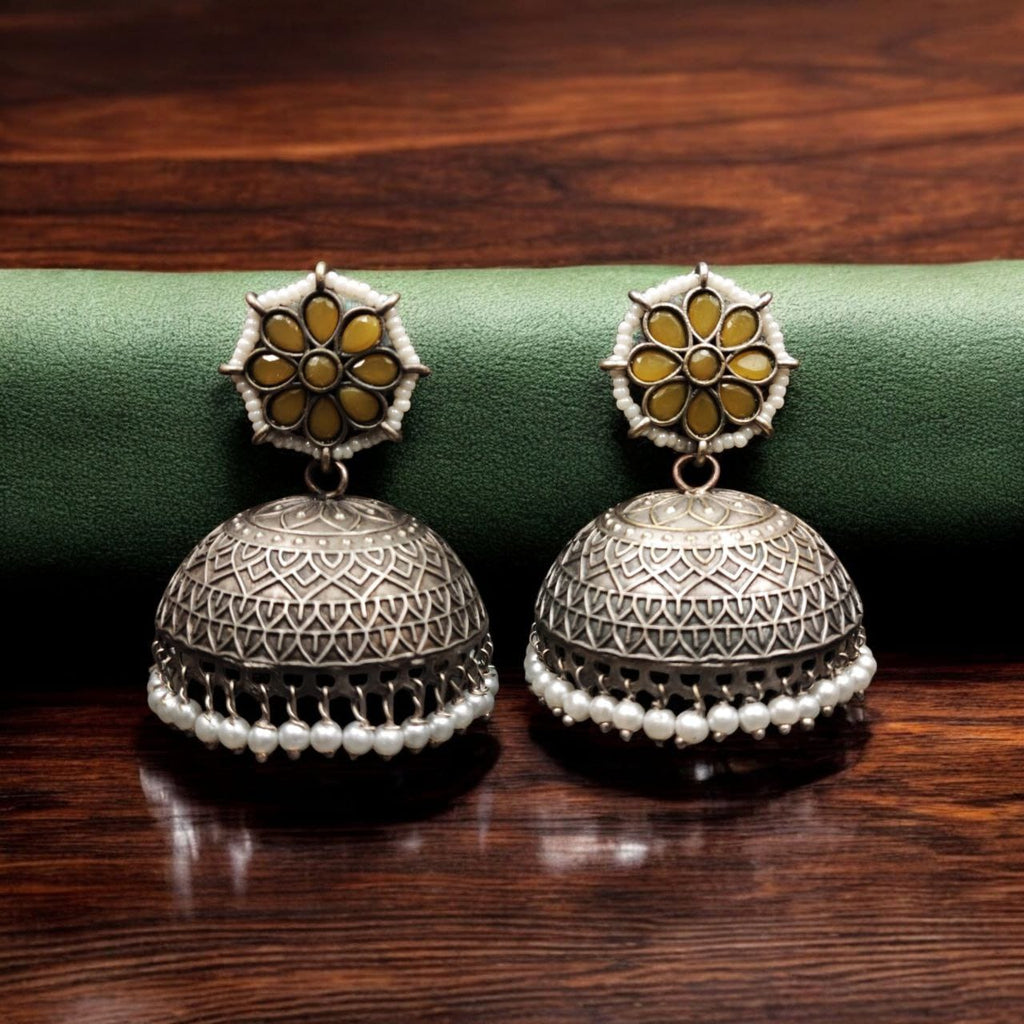 Handmade Jhumka with Pearl & Stone Work