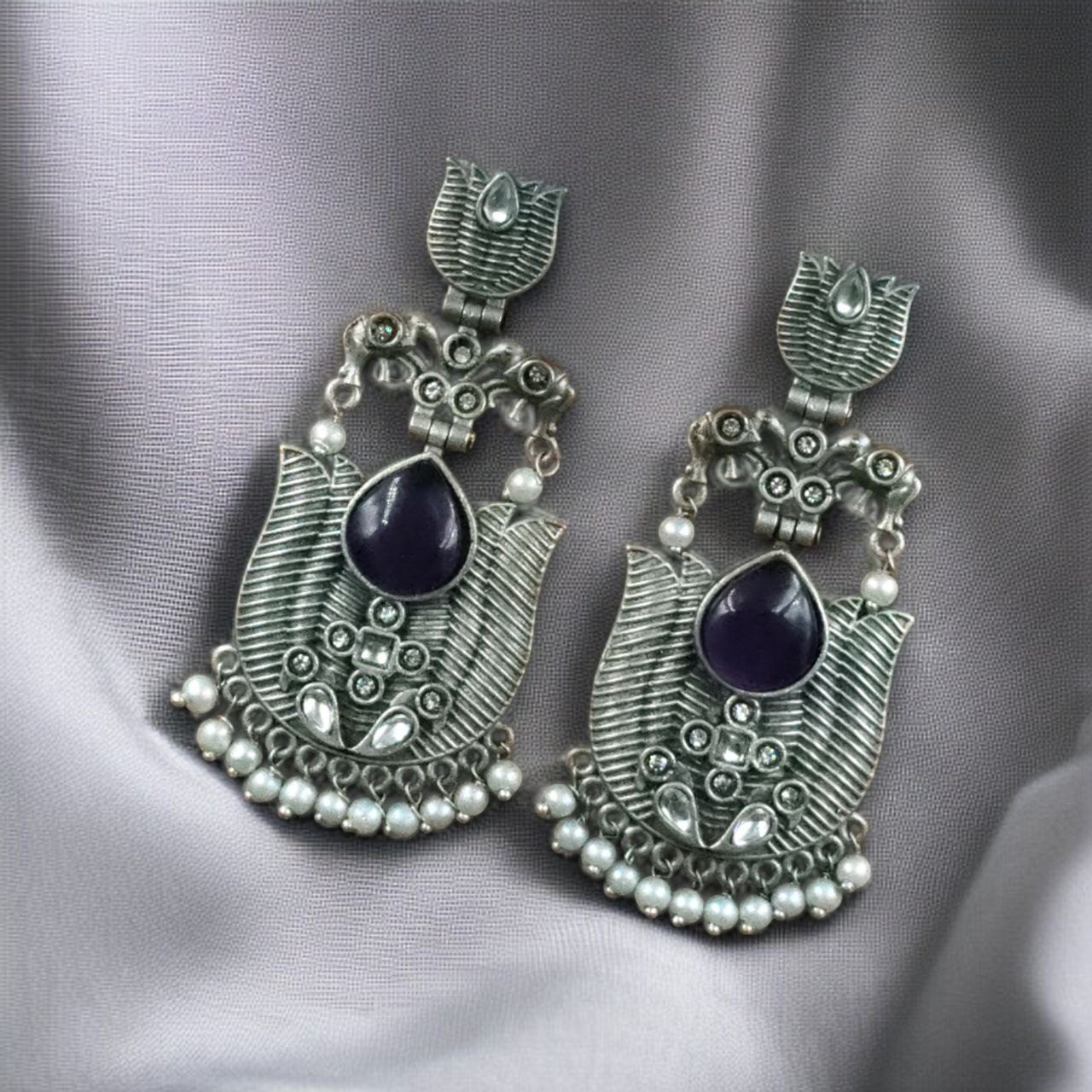 Lotus Earrings with pearl