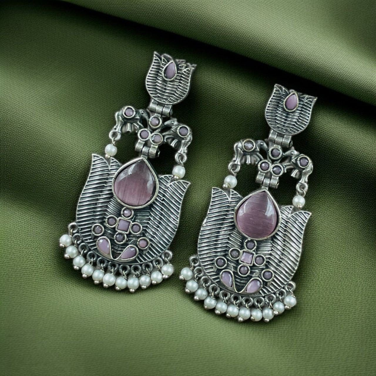 Lotus Earrings with pearl