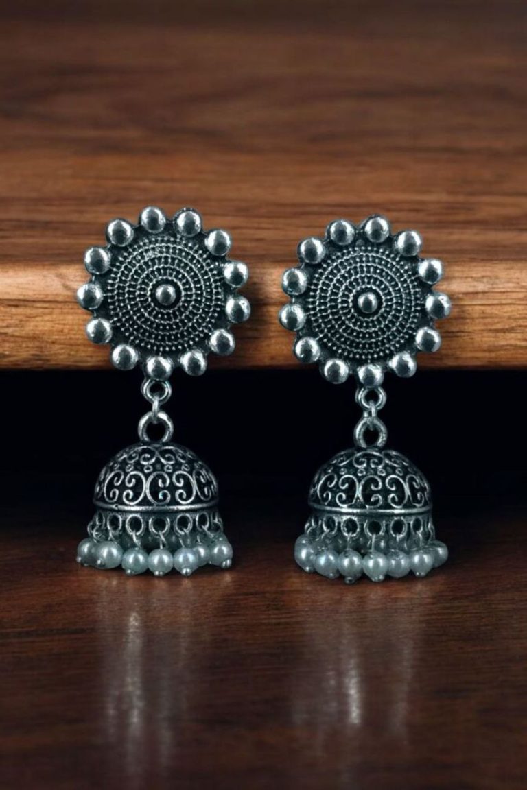 German Silver Jhumka Earrings